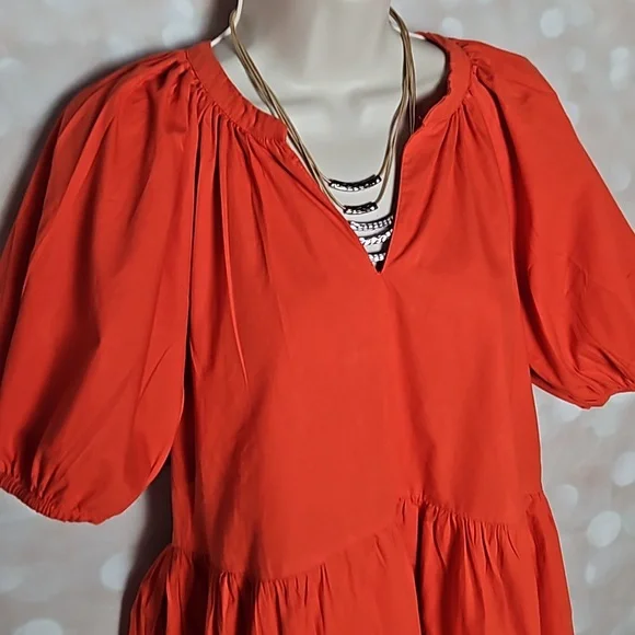 Japna | Orange Cotton Ruffled Mini Dress - Picture 2 of 6